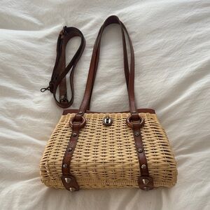 Patricia Nash Marcianise Wicker Wood Satchel (NO SCARF)
